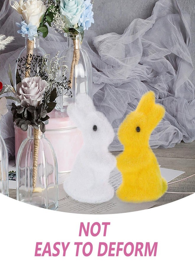 Amosfun 6Pcs Mini Flocked Easter Bunny Ornaments Foam Rabbit Figurines for Party Decorations Cake Toppers Tier Tray Table Decor - Image 5
